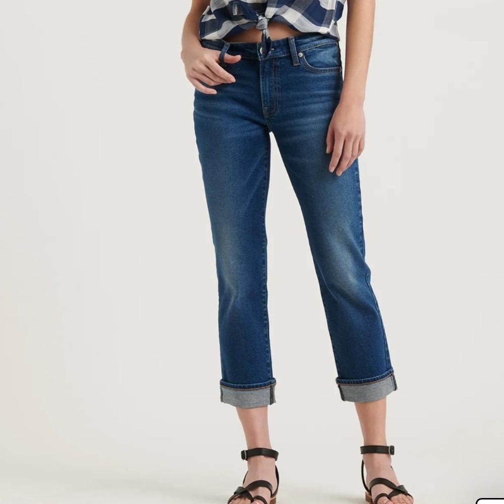 NWT Lucky Brand Dark Blue Sweet Mid Rise Crop Denim Jeans